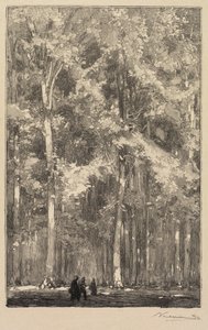 Foresta di Fontainebleau: Mattina, incrocio della Route des Forts de Marlotte..., 1890 da Auguste Louis Lepère