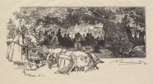Foresta di Fontainebleau: La mensa di Madre Pichard, 1890 da Auguste Louis Lepère