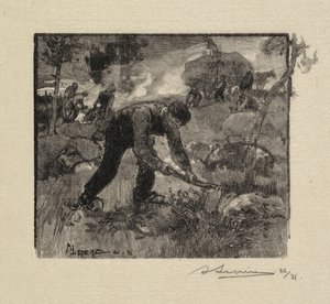 Foresta di Fontainebleau: Strappatori di erica da Auguste Louis Lepère
