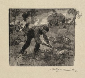 Foresta di Fontainebleau: Estirpatori di erica da Auguste Louis Lepère