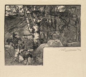 Foresta di Fontainebleau: Caccia alla volpe a Mont-Gérard La Forêt de Fontainebleau da Auguste Louis Lepère