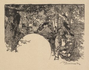 Foresta di Fontainebleau: I pittori La Forêt de Fontainebleau: Les Peintres, 1890 da Auguste Louis Lepère