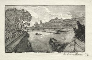 Il Louvre, visto dal Pont Neuf da Auguste Louis Lepère