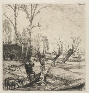 [Uomo in barca con tre pecore] da Auguste Louis Lepère