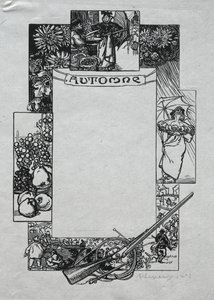 Almanacco di Parigi, 1897: Bordo Decorativo, Autunno da Auguste Louis Lepère