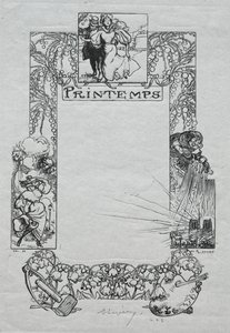 Almanacco di Parigi, 1897: Bordo Decorativo, Primavera da Auguste Louis Lepère