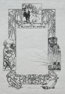 Almanacco di Parigi, 1897: Bordo decorativo, primavera, 1897 da Auguste Louis Lepère