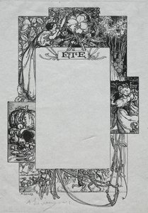 Almanacco di Parigi, 1897: Bordo Decorativo, Estate, 1897 da Auguste Louis Lepère