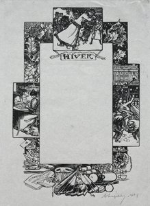 Almanacco di Parigi, 1897: Bordo Decorativo, Inverno da Auguste Louis Lepère