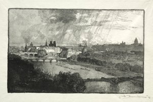 Parigi, vista dal Padiglione di Flore da Auguste Louis Lepère