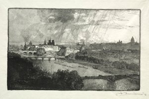 Parigi, vista dal Padiglione di Flore, 1890 da Auguste Louis Lepère