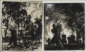 Scena notturna; pattuglia al margine di un bosco da Auguste Louis Lepère