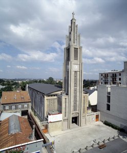 Veduta generale della chiesa Notre Dame de Le Raincy (Seine saint Denis) 1923 (foto)