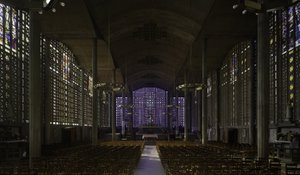 La chiesa di Notre Dame du Raincy, a Raincy (Senna Saint Denis). Costruzione 1923, architetti Gustave Perret (1876-1952) e Auguste Perret (1874-1954). Fotografia 10/02/10.