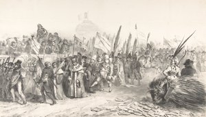 La grande revisione del Juste-Milieu passando La Caricature, ottobre 1832 da Auguste Raffet