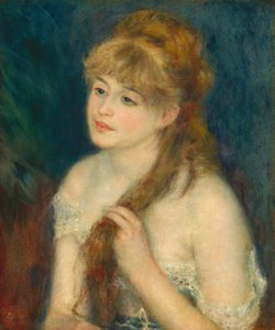 Giovane donna che si intreccia i capelli