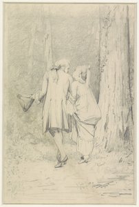 Coppia che cammina nel bosco