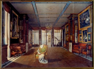 Il salone musicale al castello di Malmaison nel 1812. Dipinto di Auguste Garneray (1785-1824) 1812 Malmaison, museo del castello da Auguste Simon Garneray