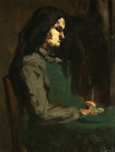 Donna con un grembiule verde da Auguste Theodule Ribot