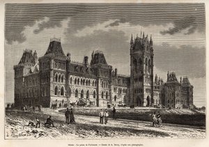 Il Palazzo del Parlamento a Ottawa, incisione per illustrare l