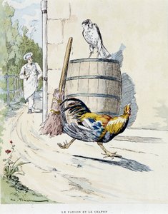 Il falco e il cappone - in "Favole di La Fontaine", ill. di Auguste Vimar, Tours, A. Mame & Fils