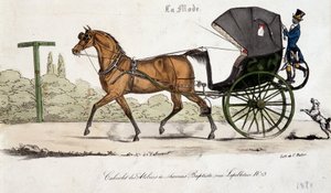 Cabriolet degli atelier di Thomas Baptiste - incisione di Valmont da Auguste de (after) Valmont