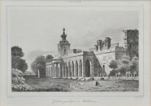 Veduta della Galleria Gotica nel Palazzo Wilanów da Augustin François Lemaitre