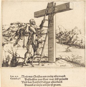 Cristo che sale sulla croce con il Peccato, la Morte e il Diavolo da Augustin Hirschvogel