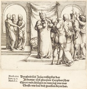 Cristo è deriso, e Caifa strappa le sue vesti, 1549 da Augustin Hirschvogel