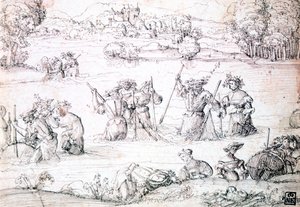 Pesca sotto la pioggia, c1513-1553 da Augustin Hirschvogel