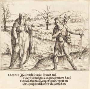 Jesse manda Davide dai suoi fratelli e Saul da Augustin Hirschvogel