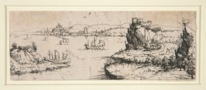 Paesaggio con fiume da Augustin Hirschvogel