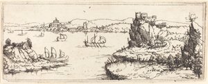 Paesaggio con barche a vela da Augustin Hirschvogel