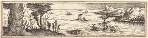 Paesaggio con un lago e barche a vela da Augustin Hirschvogel