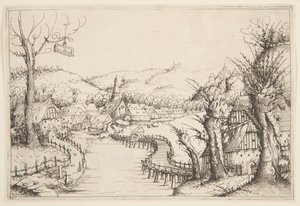 Paesaggio con un ponte di legno tortuoso da Augustin Hirschvogel