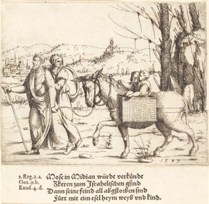 Mosè ritorna in Egitto da Madian da Augustin Hirschvogel