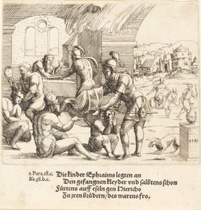 Gli uomini di Efraim si prendono cura dei loro prigionieri e li riportano a Gerico, 1549 da Augustin Hirschvogel