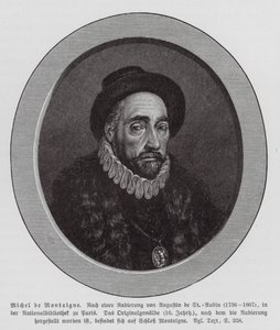 Michel de Montaigne, filosofo francese (incisione) da Augustin de (after) Saint-Aubin