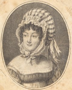 Testa di Donna con Cappello a Strisce da Augustin de Saint Aubin