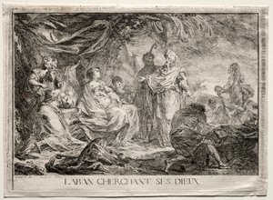 Laban cercando i suoi dei da Augustin de Saint Aubin