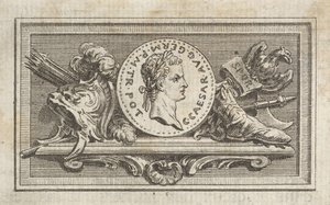 Medaglia con ritratto di Caligola nel 6° libro, da Tibère ou les six premi da Augustin de Saint Aubin