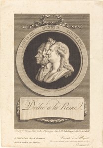 Luigi XVI, Enrico IV e Luigi XII da Augustin de Saint Aubin after Piat Joseph Sauvage