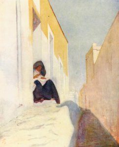 Una strada di Almeria (litografia a colori)