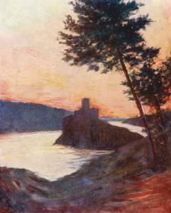 Il castello degli Amourel sul Tago, Portogallo (litografia a colori)