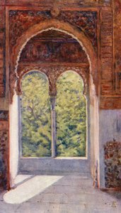 Finestra della Torre dei prigionieri, Alhambra (litografia a colori)