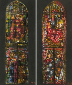 Augusto Giacometti schizza dopo una vetrata del Duomo di Firenze