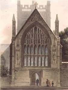 Esterno del Merton College, di fronte alla finestra nord della cappella anteriore, illustrazione da 