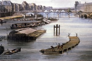 Trasporto merci a Parigi, c.1810 (incisione) da Augustus Charles (after) Pugin
