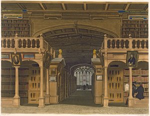 Interno della Bodleian Library, illustrazione dalla 