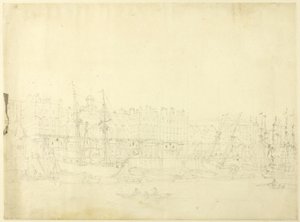 Studio per la Custom House, dal fiume Tamigi, da Microcosmo di Londra da Augustus Charles Pugin